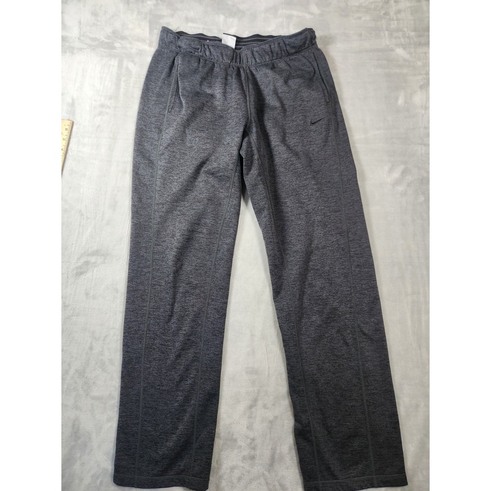 Nike Sweatpants Mens‎ M Heather Black Straight Pockets Swoosh Therma Fit